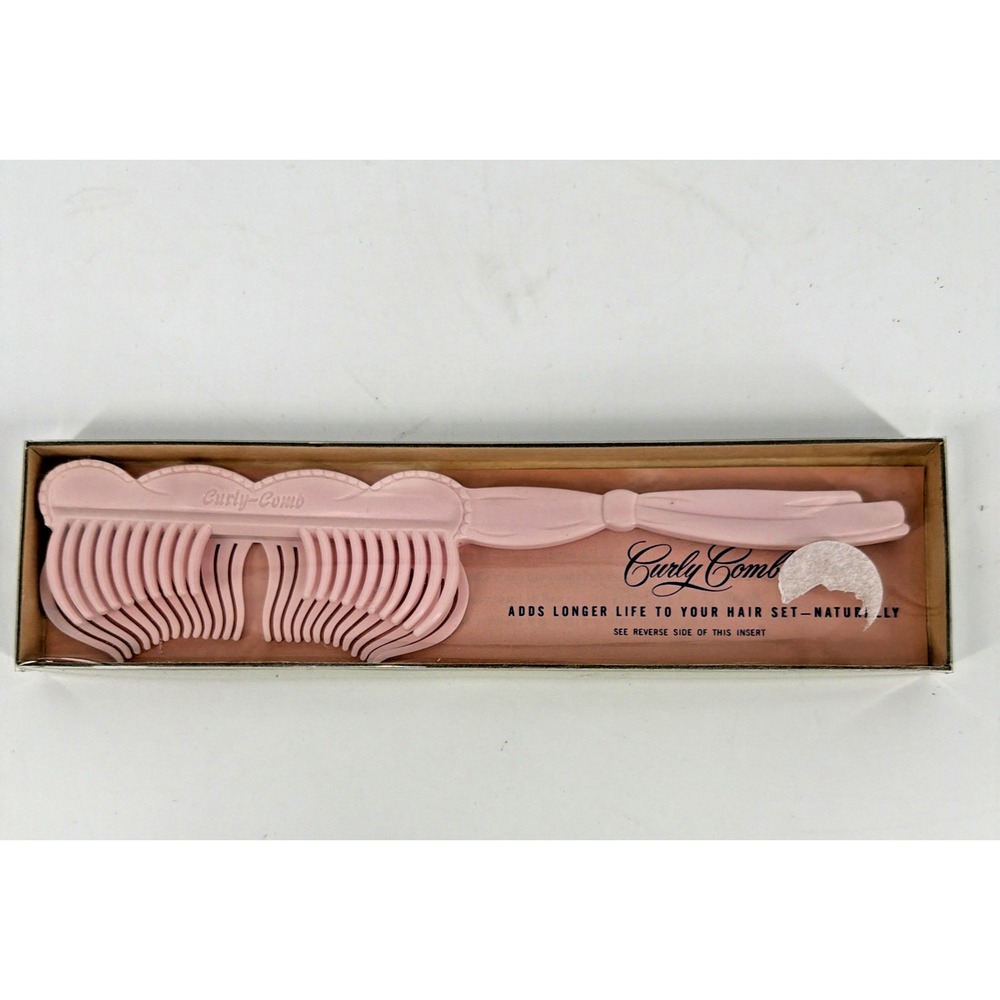Vintage Curly Comb Pink 1950s Mid Century Hair Styling Wave Lifting Comb In Box